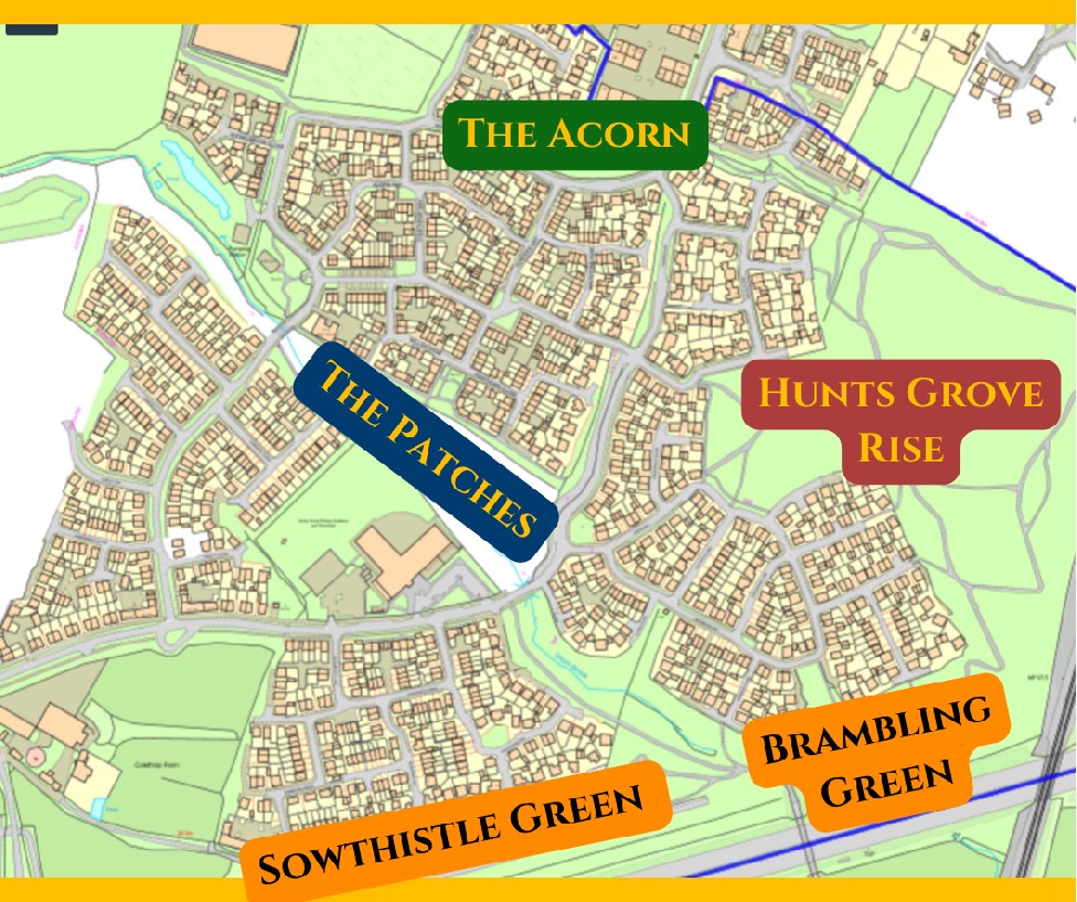 Map of Hunts Grove with names