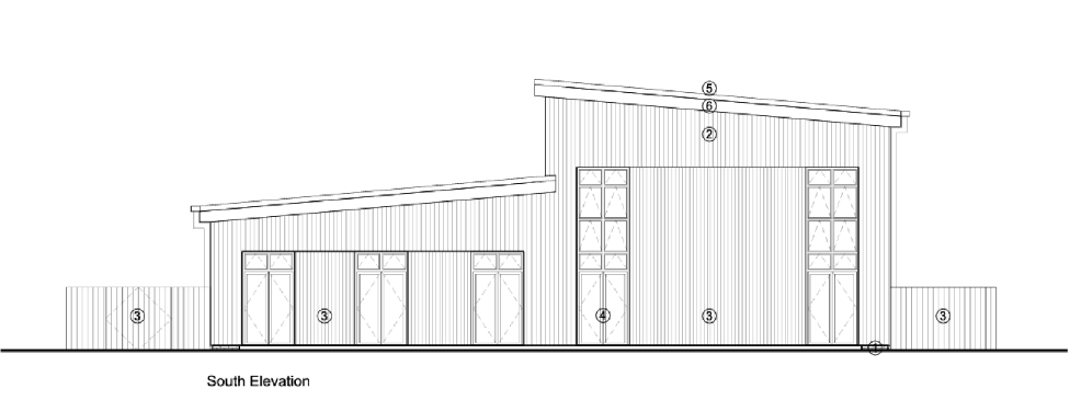 South elevation of the community centre