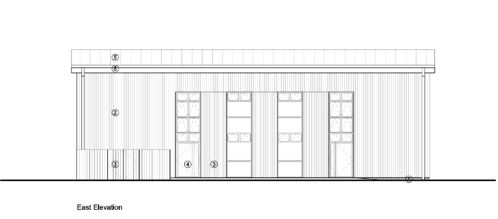 East elevation of the community centre